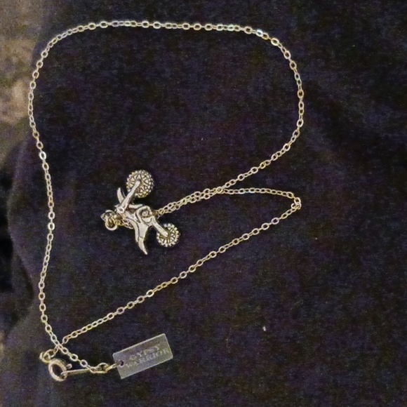 Gypsy Warrior MotorCycle Motorbike 18KGP Necklace NWT - Picture 1 of 4